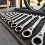 Close-up of the 72-tooth ratcheting ring end of a spanner