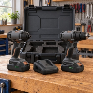 The twin kit seen from the other side with the open carry case