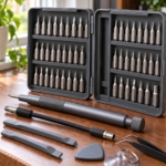 Front close-up of the precision screwdriver handle and bit rows